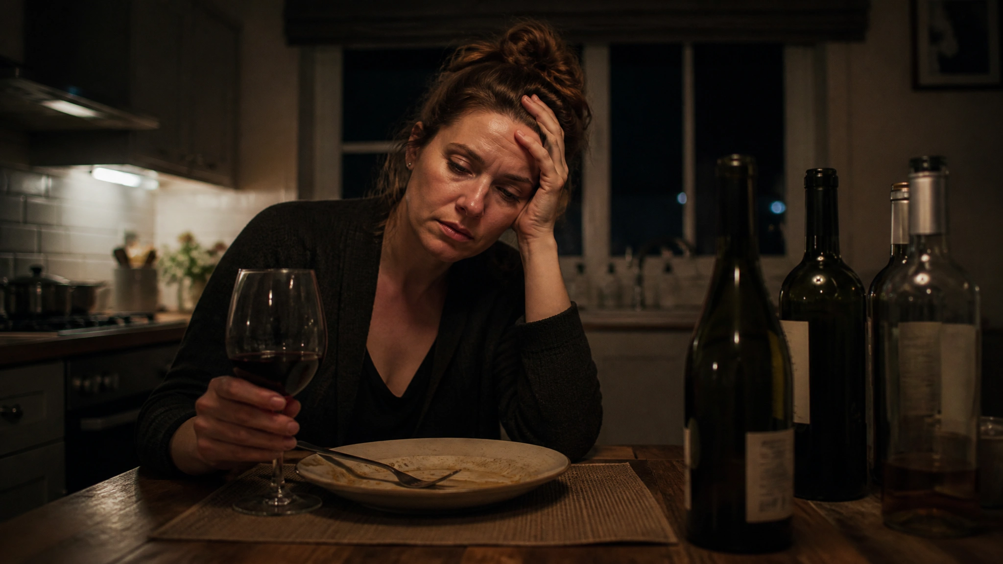 Woman Struggling With Alcohol Use at Home